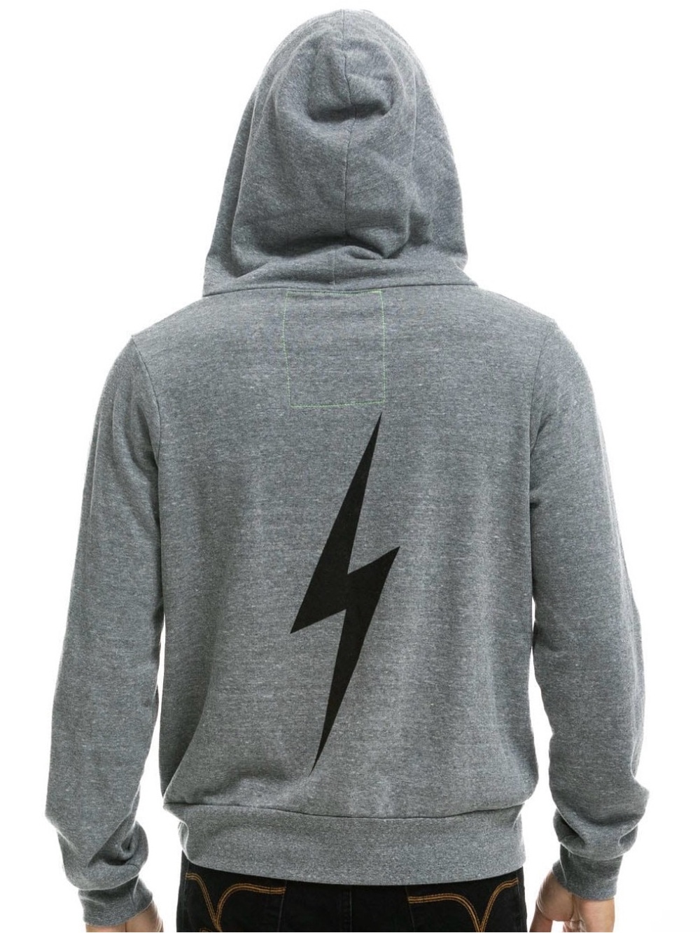 Aviator Nation Gray Hooded Sweatshirt with Black Lightning Graphic